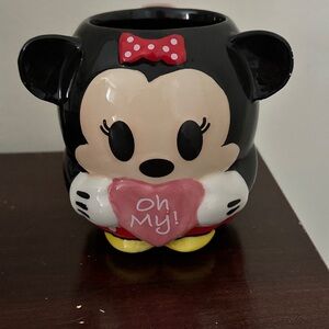 Disney Minnie Mouse Ceramic Mug with Red Bow and Yellow Accents